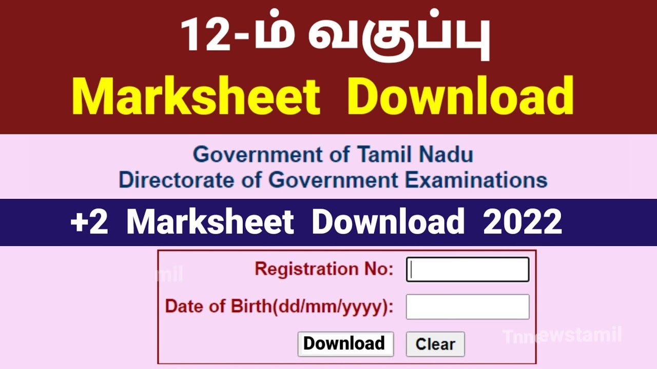 12th Mark sheet download online 2022 TN Study Corner