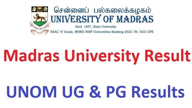 Madras University Distance Education Result June 2022